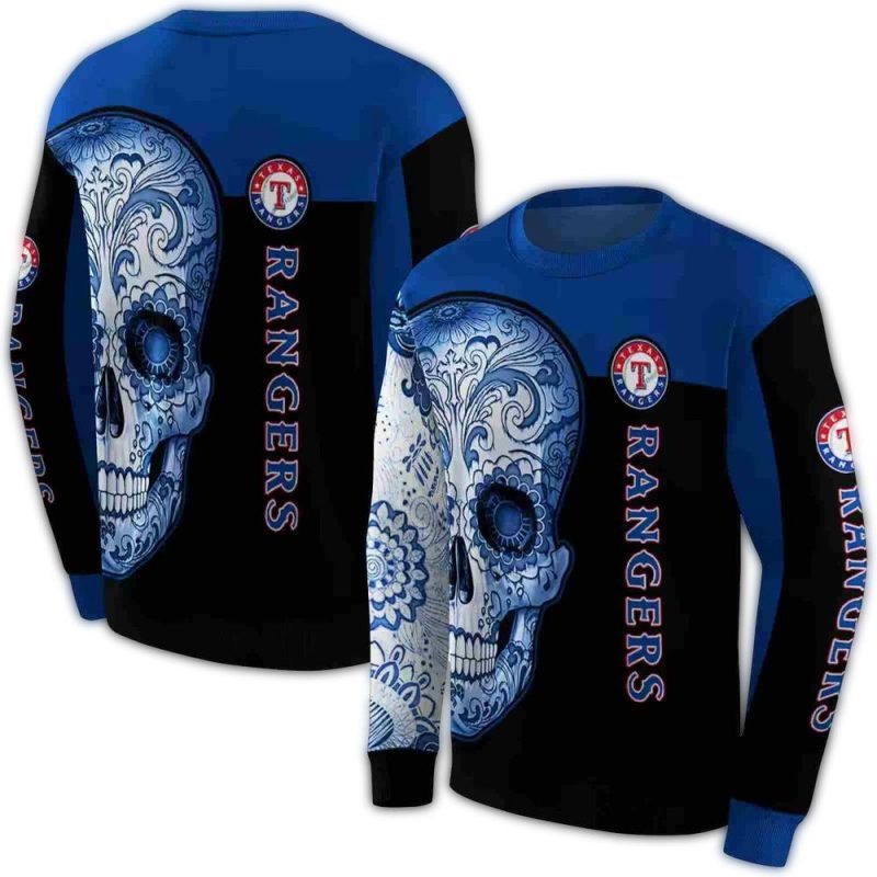 Texas Rangers Sugar Skull AOP Sweatshirt 1