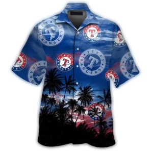 Texas Rangers Tropical Hawaiian Shirt With Sunset Beach Design