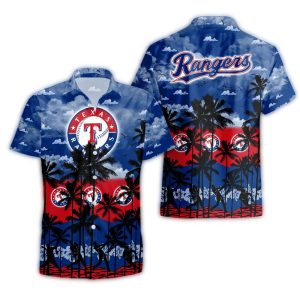Texas Rangers Sunset Palms Hawaiian Shirt - Stylish Tropical Tee