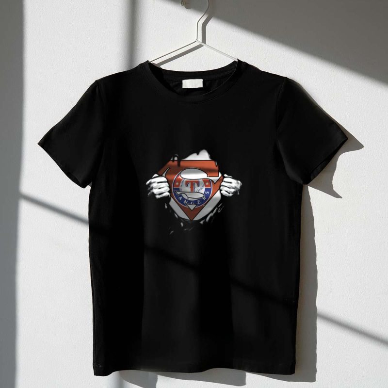 Texas Rangers Superman Crossover Fans Iconic Logo Fusion T Shirt t shirt 1 1