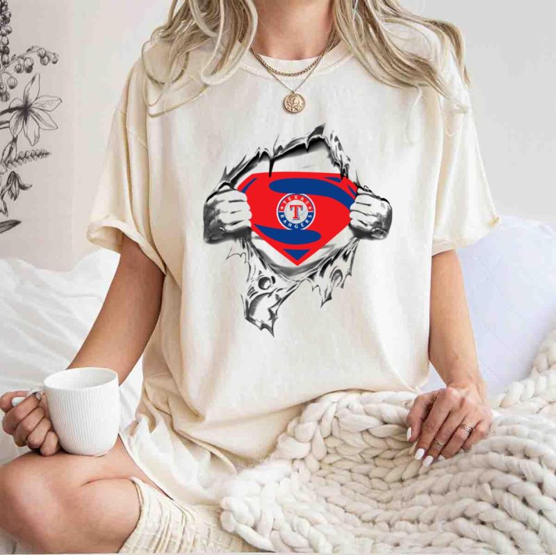 Texas Rangers Superman Emblem Burst T Shirt t shirt 1 1