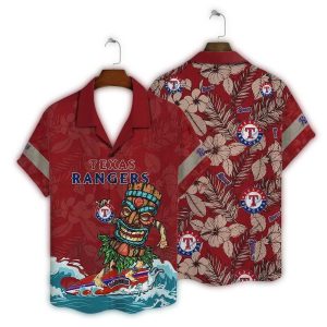 Texas Rangers Tiki Hawaiian Shirt For Surf Lovers