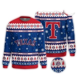 Texas Rangers Texas Snowflakes Red Blue Ugly Sweater