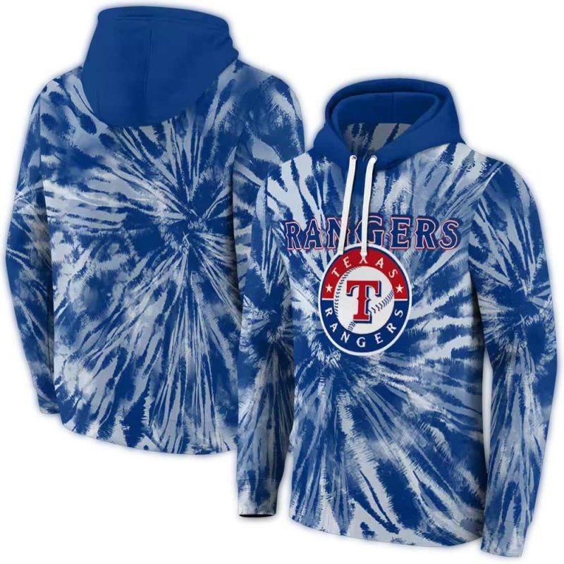 Texas Rangers Tie Dye Pattern AOP Hoodie 1