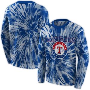 Texas Rangers Tie Dye Pattern All-Over Print Sweatshirt