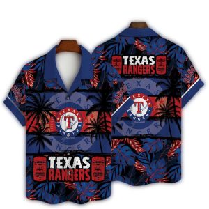 Texas Rangers Tropical Hawaiian Shirt With Tiki Palm Tree Design