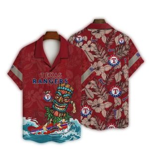 Vintage Texas Rangers Tiki Surf Hawaiian Shirt For Casual Summer Style