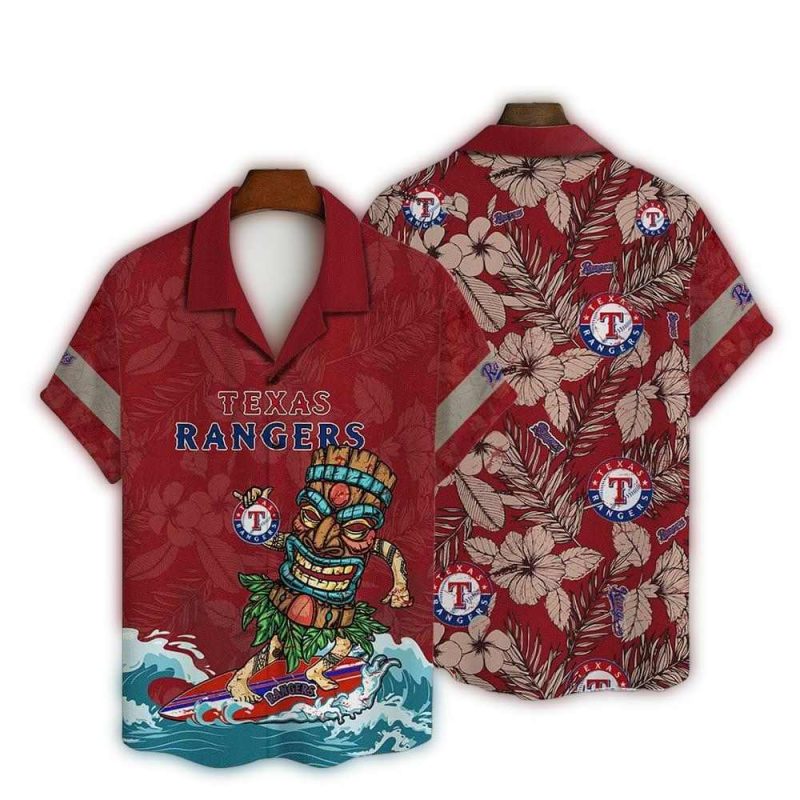Texas Rangers Tiki Surf VIntage Hawaiian Shirt 1