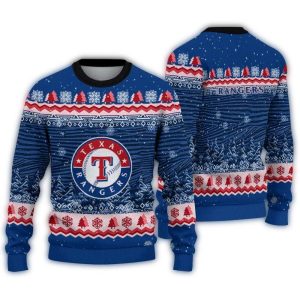 Texas Rangers Tree Pattern Ugly Sweater