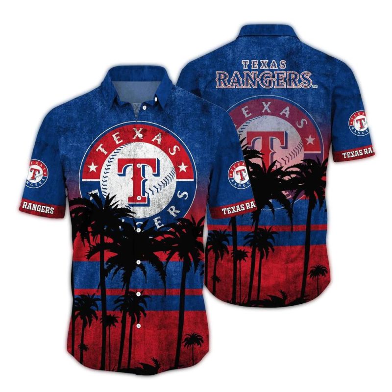 Texas Rangers Tropical Sunset Hawaiian Shirt 1