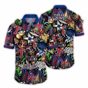 Texas Rangers Tropical Tiki Hawaiian Shirt For Summer Fun