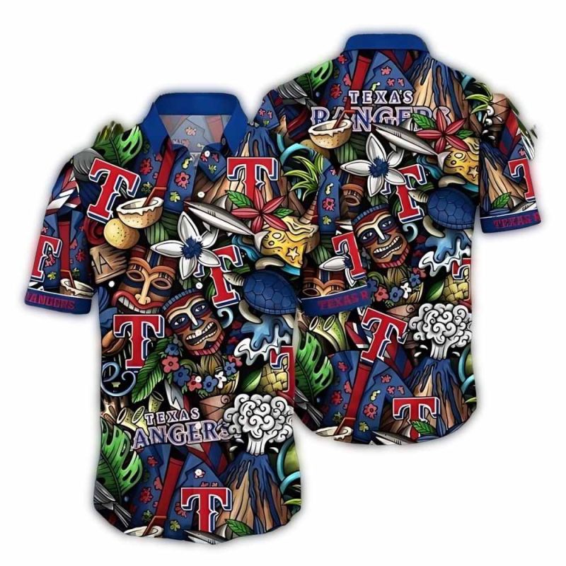 Texas Rangers Tropical Tiki Aloha Shirt 1