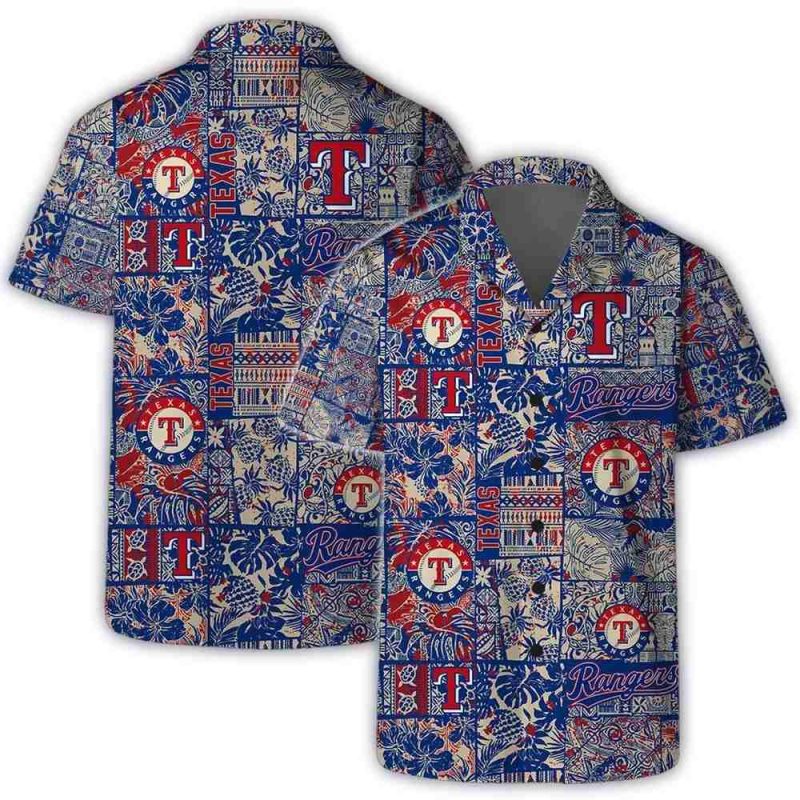 Texas Rangers Vintage Patchwork Hawaiian Shirt 1