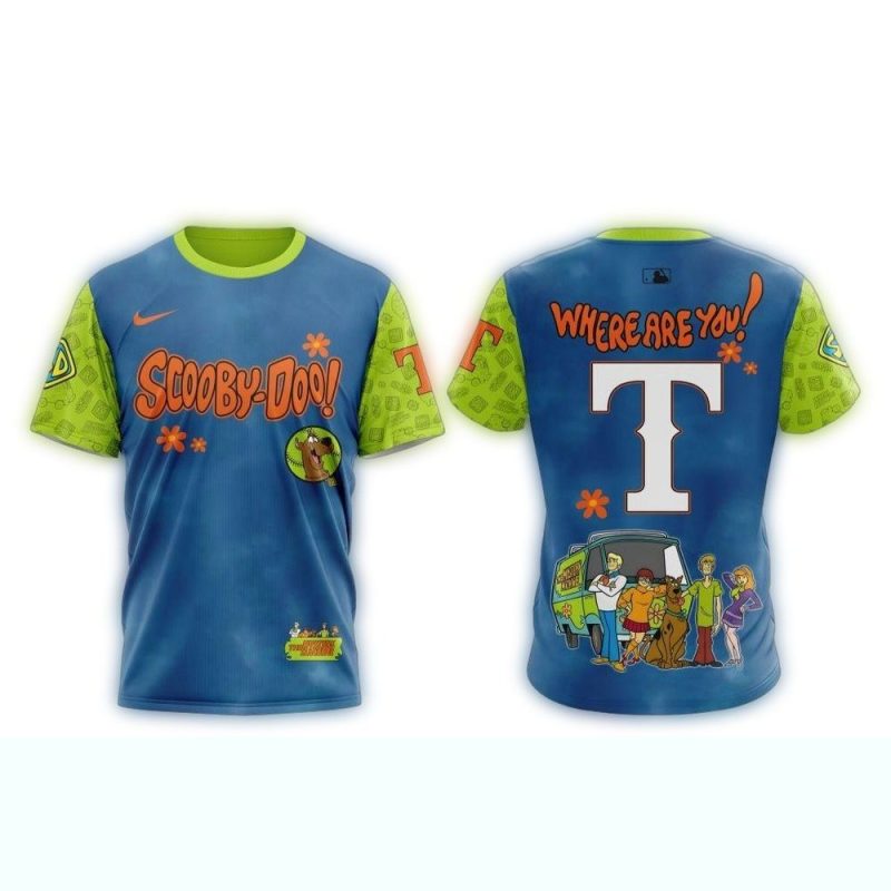 Texas Rangers X Scooby Doo AOP T Shirt 1