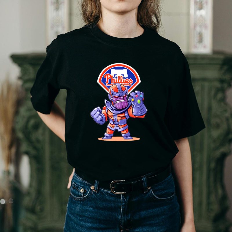 Thanos Inspired Philadelphia Phillies Colors MLB T-Shirt for Superhero Fans - Image 2