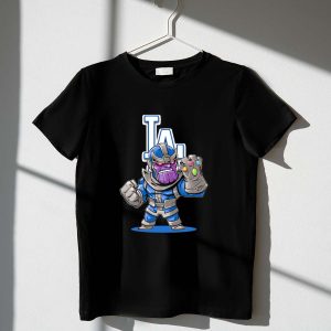 Thanos La Dodgers Colors T-Shirt With Infinity Gauntlet Design