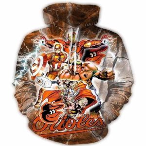 Avengers Baltimore Orioles All-Over Print Hoodie For Fans