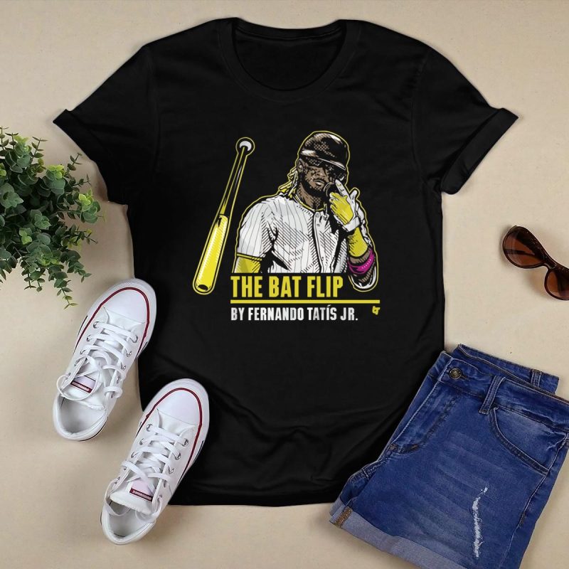 The Bat Flip by Fernando Tatis Jr San Diego Padres T Shirt Black 1