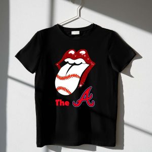 Glitter Braves Tongue Baseball T-Shirt For Fans And Sports Lovers