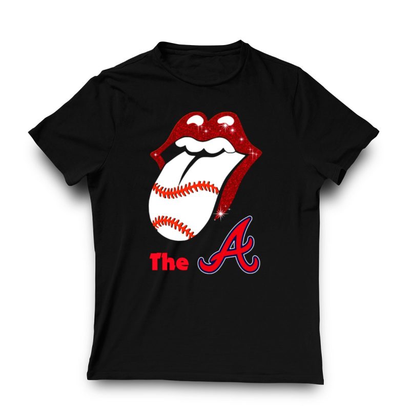 Glitter Braves Tongue Baseball T-Shirt For Fans And Sports Lovers - Image 3