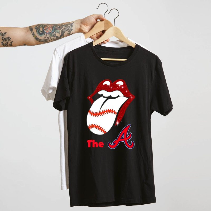 Glitter Braves Tongue Baseball T-Shirt For Fans And Sports Lovers - Image 4