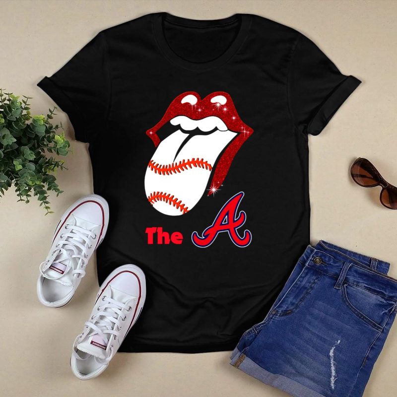 Glitter Braves Tongue Baseball T-Shirt For Fans And Sports Lovers - Image 5