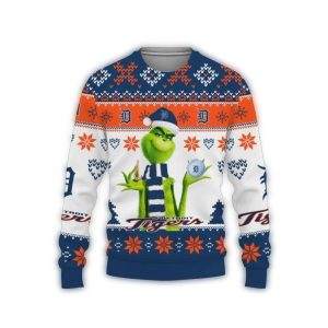 Cute Grinch Detroit Tigers Christmas All-Over Print Sweatshirt