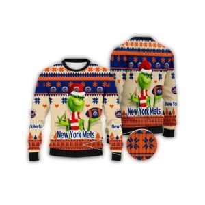 Grinch Holding Mets Ornament Christmas Ugly Sweater For Holiday Cheer