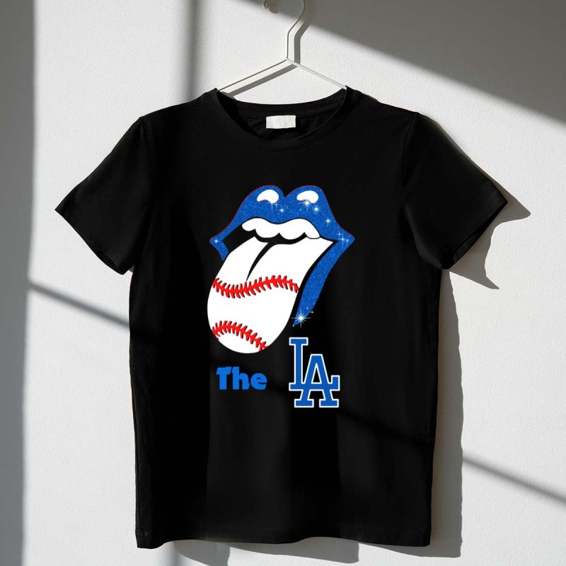 The LA Smile Dodgers Baseball Tongue T Shirt.jpeg t shirt 1 1