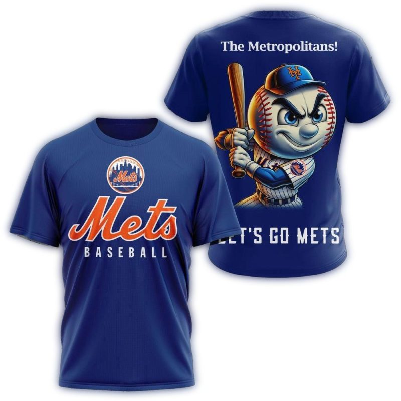 The Metropolitans Lets Go Mets All over Print T Shirt 1