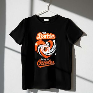 Barbie Loves Orioles Baltimore Baseball Sparkle Heart T-Shirt