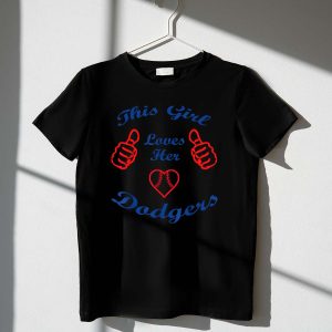 Girls' Dodgers Baseball Red T-Shirt With Thumbs Up Design