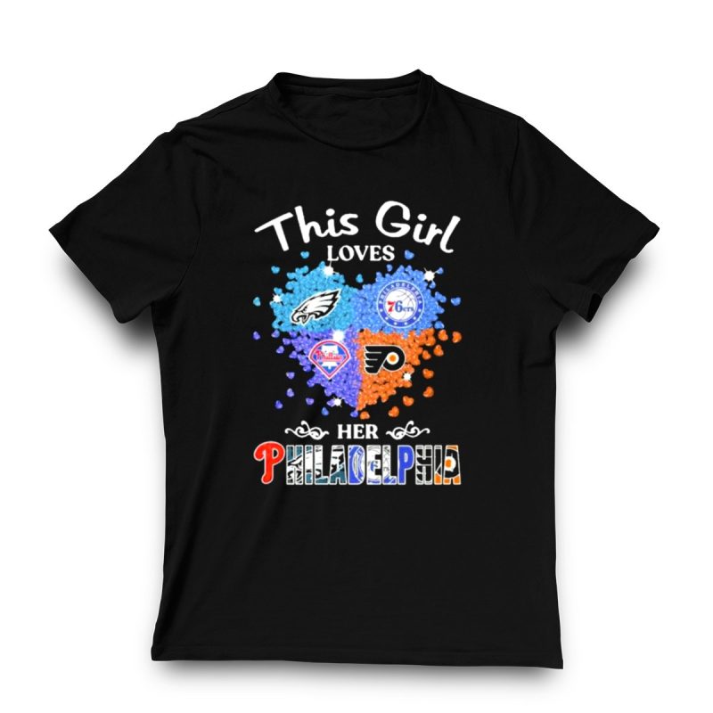 Women's Philadelphia Eagles, Phillies, 76ers, Flyers Heart T-Shirt - Image 3
