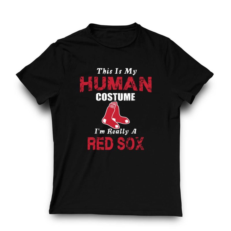 Funny Boston Red Sox T-Shirt – 'This Is My Human Costume' Design - Image 3