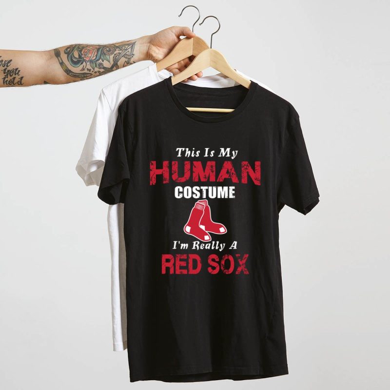 Funny Boston Red Sox T-Shirt – 'This Is My Human Costume' Design - Image 4
