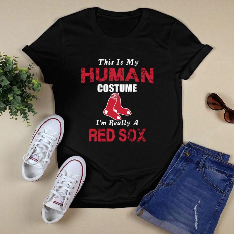 Funny Boston Red Sox T-Shirt – 'This Is My Human Costume' Design - Image 5