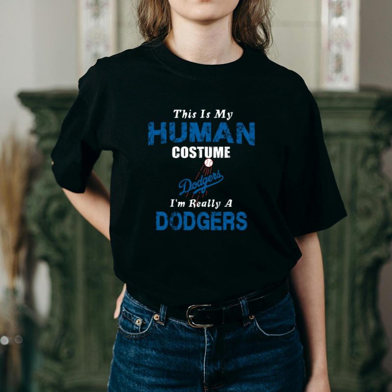 Funny Los Angeles Dodgers T-Shirt: This Is My Human Costume - Image 2