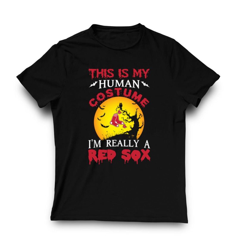 Boston Red Sox Halloween T-Shirt - This Is My Human Costume Design - Image 3