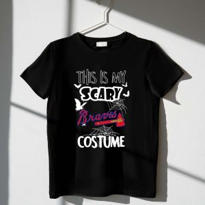 Scary Braves Costume T-Shirt With Bats And Webs Design For Halloween