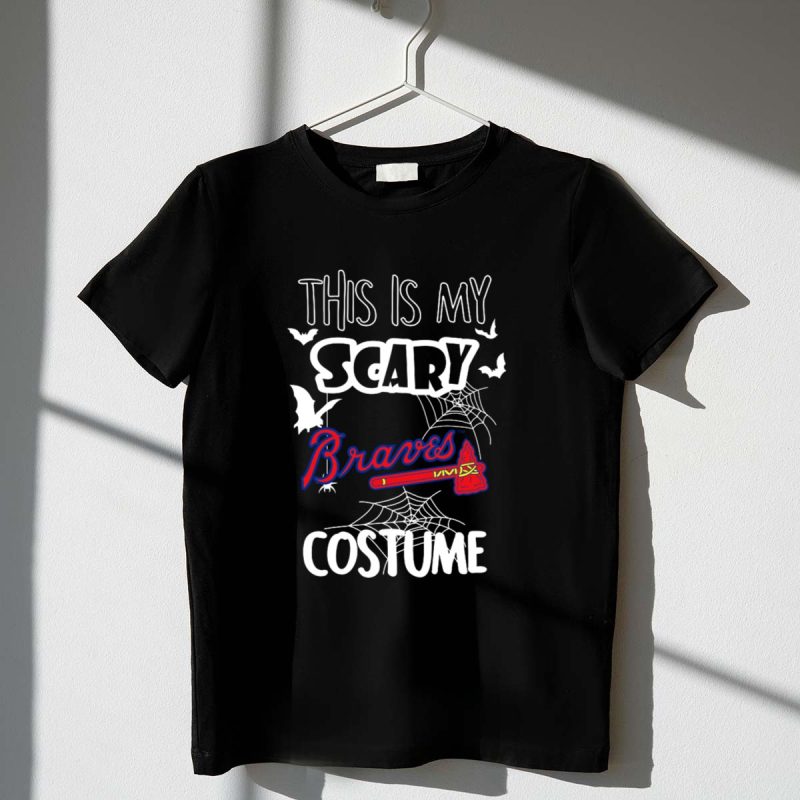 Scary Braves Costume T-Shirt With Bats And Webs Design For Halloween