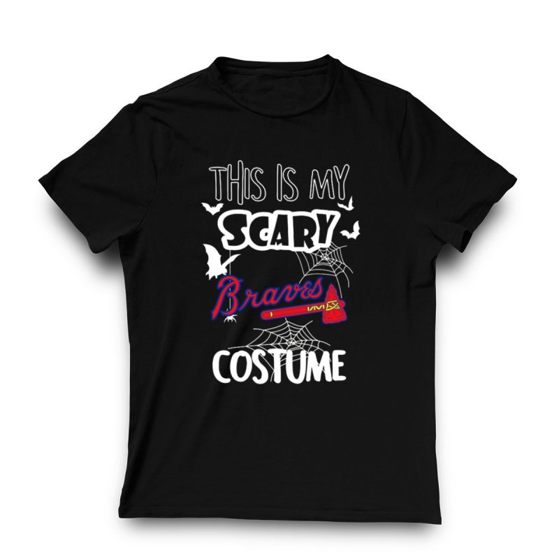 Scary Braves Costume T-Shirt With Bats And Webs Design For Halloween - Image 3