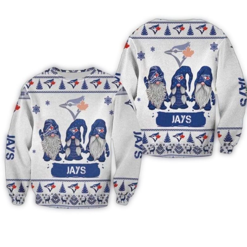 Three Gnomes Jays Toronto Blue Jays Christmas Ugly Sweater 1