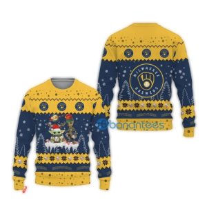 Tis The Season Christmas Baby Yoda Groot Milwaukee Brewers Ugly Sweater