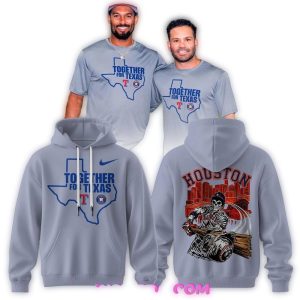 Houston Astros Skull Hoodie - All Over Print Together For Texas Design