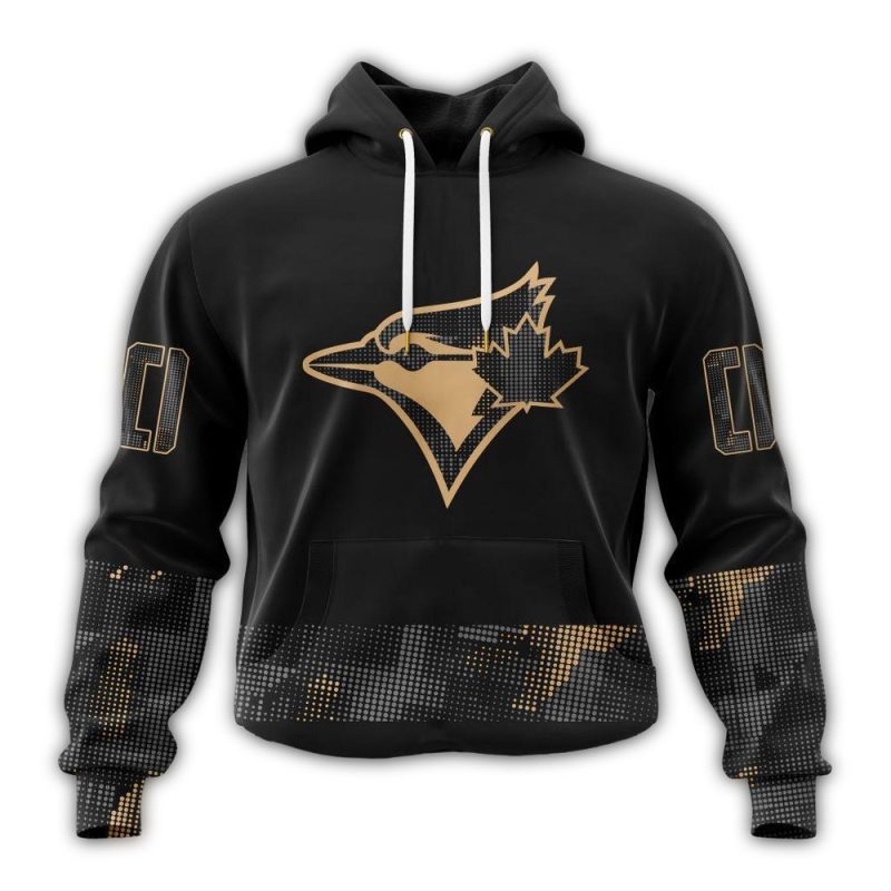 Toronto Blue Jays Armed Forces Day Black AOP Hoodie 1