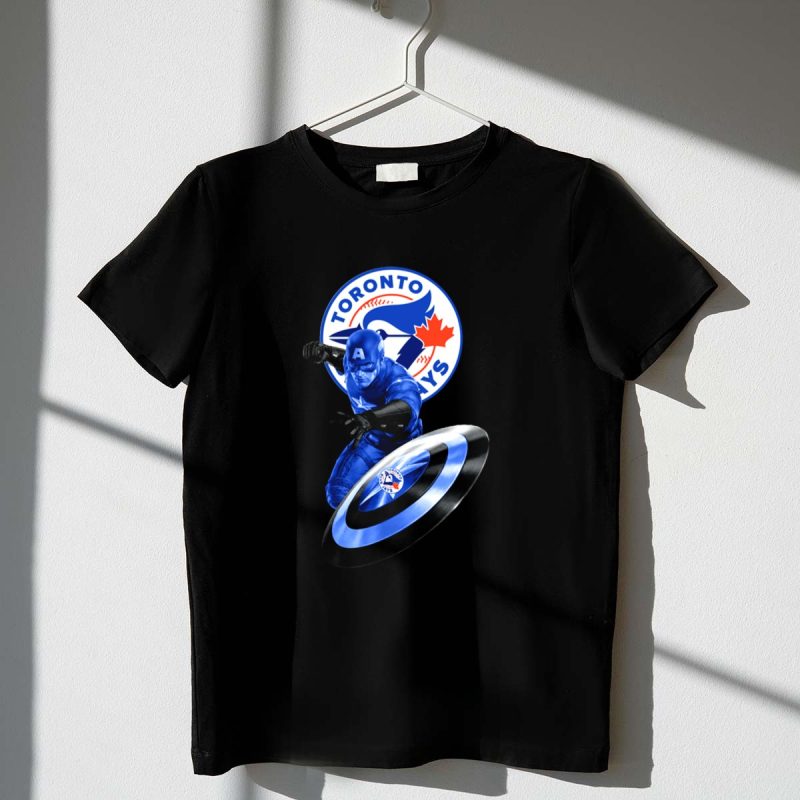 Toronto Blue Jays Captain America Collaboration with Shield and Team T Shirt t shirt 1 1