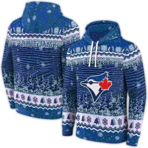 Toronto Blue Jays Holiday All-Over Print Hoodie For Fans