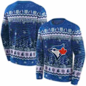 Toronto Blue Jays Christmas Trees All Over Print Sweatshirt
