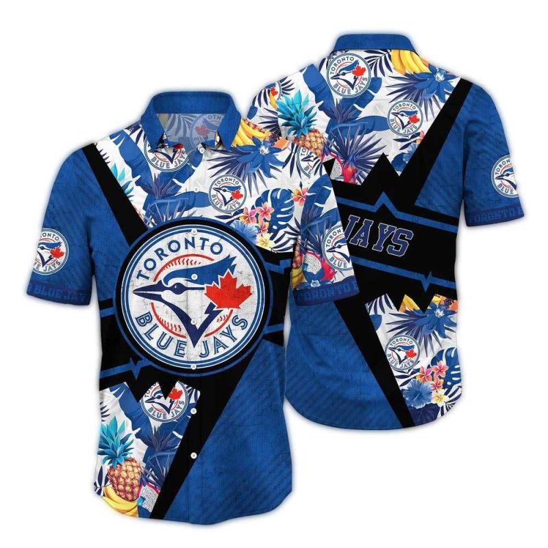 Toronto Blue Jays Floral Leaf and Pineapple Pattern Hawaiian Shirt 1