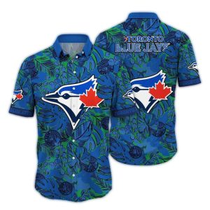 Toronto Blue Jays Floral Leaf Print Hawaiian Shirt For Fans